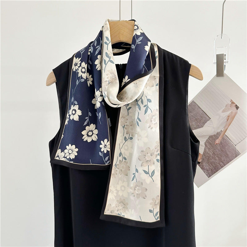 Reversible Floral Silk Scarf, Luxurious 100% Double Crepe Silk Scarf - Perfect Gift for Her