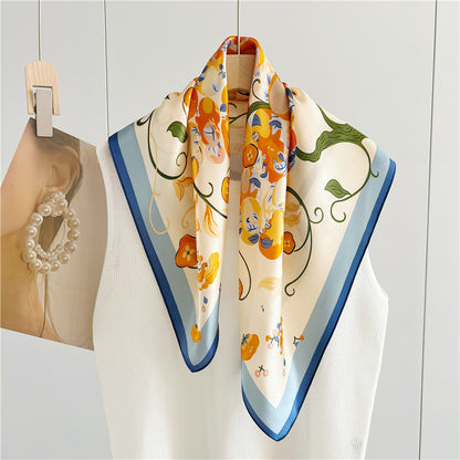 Elegant Iris Print mulberry silk scarf/65CM 100% mulberry silk scarf/Silk shawl/Gift for her