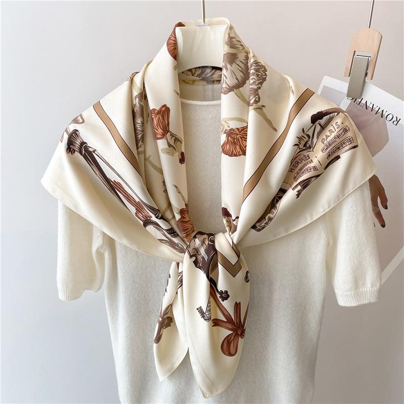 White Elegant Chic Large Satin Scarf | 90x90cm Bandana | Twill Satin Shawl | Perfect Gift for Her, Mother&