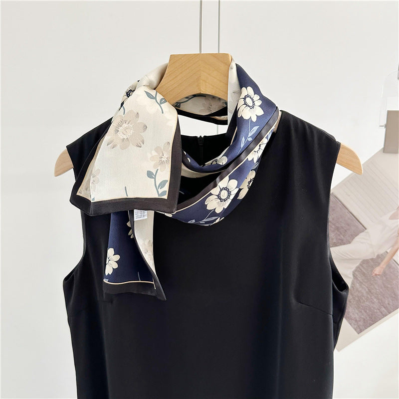 Reversible Floral Silk Scarf, Luxurious 100% Double Crepe Silk Scarf - Perfect Gift for Her