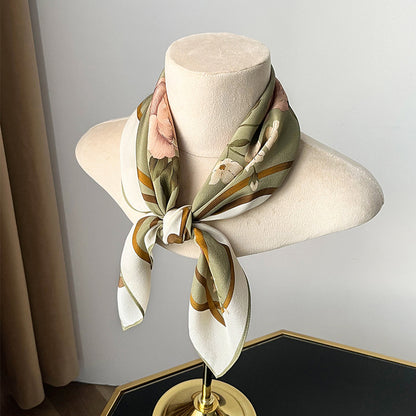 Pale Olive Green mulberry silk scarf/65CM 100% mulberry silk scarf/Silk shawl/Gift for her