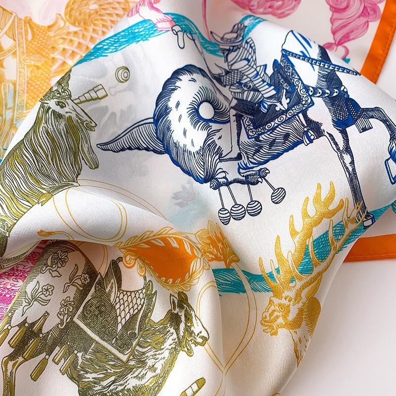 Vintage Pegasus Pattern 100% mulberry Silk Scarf/Silk head scarf/Silk hair scarf/Silk neck scarf/Mother&