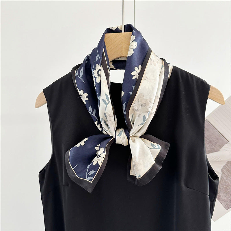 Reversible Floral Silk Scarf, Luxurious 100% Double Crepe Silk Scarf - Perfect Gift for Her