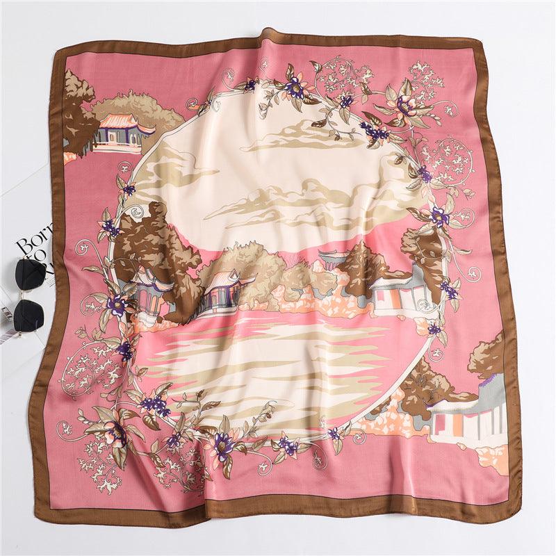 Traditional Chinese Chic Large Satin Scarf | 90x90cm Bandana | Twill Satin Shawl | Perfect Gift for Her, Mother&