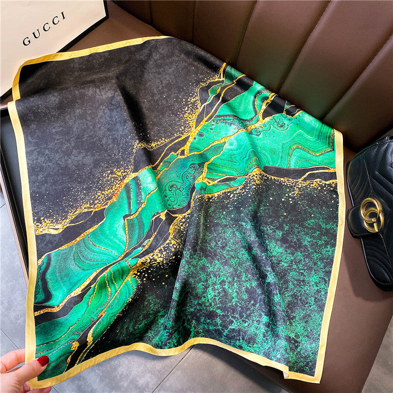 Emerald green mulberry silk scarf/65CM 100% mulberry silk scarf/Silk shawl/Gift for her