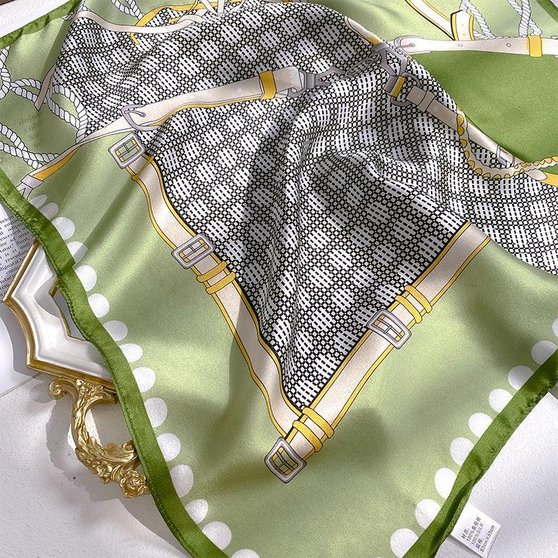 Fresh Light Green Chain Pattern silk scarf for men/100% mulberry Silk Scarf/Silk head scarf/Silk hair scarf/Silk neck scarf/Silk bandana