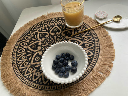 Bohemian Woven Fringe Coaster, Jute Ins-Style Placemat, Cotton Linen Heat-Resistant Table Mat, Home Gift