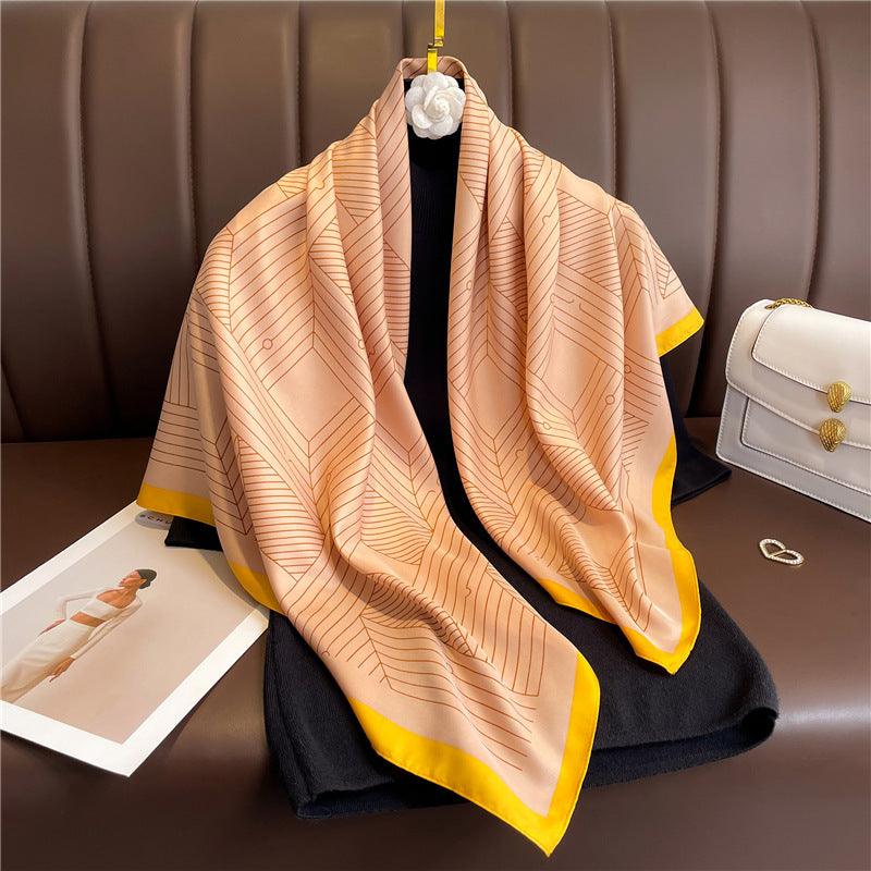 Geometric Stripes Chic Large Satin Scarf | 90x90cm Bandana | Twill Satin Shawl | Perfect Gift for Her, Mother&