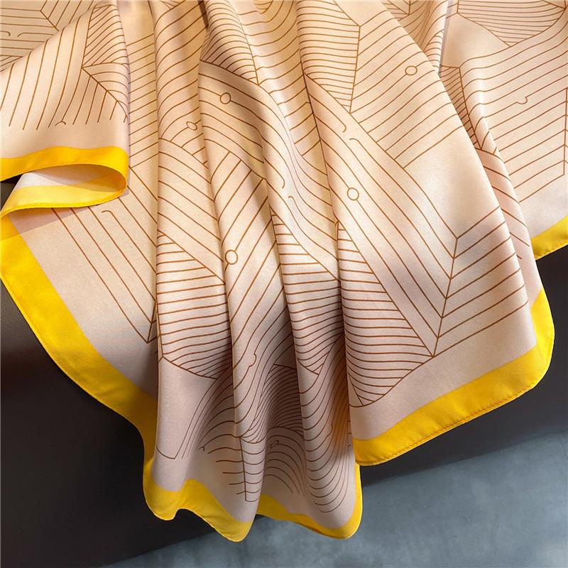 Geometric Stripes Chic Large Satin Scarf | 90x90cm Bandana | Twill Satin Shawl | Perfect Gift for Her, Mother&