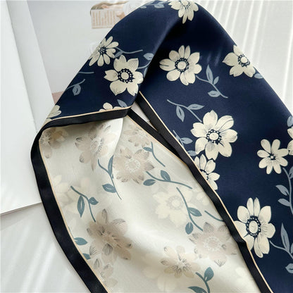 Reversible Floral Silk Scarf, Luxurious 100% Double Crepe Silk Scarf - Perfect Gift for Her