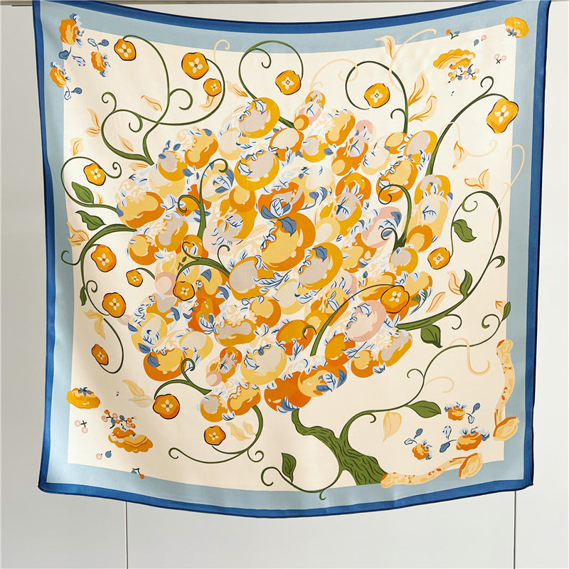 Elegant Iris Print mulberry silk scarf/65CM 100% mulberry silk scarf/Silk shawl/Gift for her