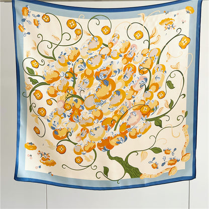 Elegant Iris Print mulberry silk scarf/65CM 100% mulberry silk scarf/Silk shawl/Gift for her