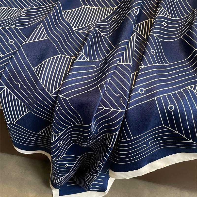 Geometric Stripes Chic Large Satin Scarf | 90x90cm Bandana | Twill Satin Shawl | Perfect Gift for Her, Mother&