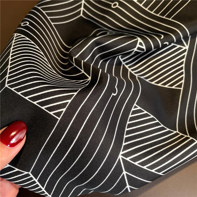 Geometric Stripes Chic Large Satin Scarf | 90x90cm Bandana | Twill Satin Shawl | Perfect Gift for Her, Mother&