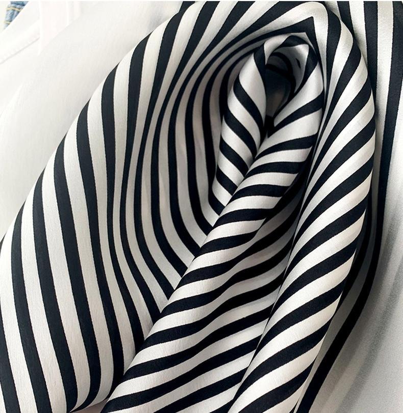 Black white Stripes 100% mulberry Silk Scarf/Silk head scarf/Silk hair scarf/Silk neck scarf/Mother&