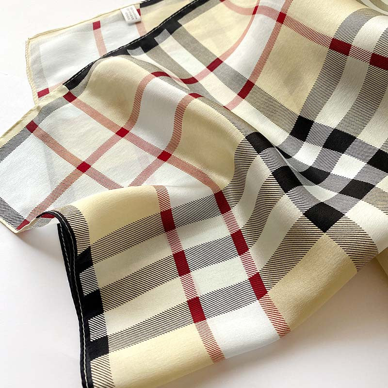 Simple Plaid 100% Mulberry Silk Scarf/Silk head scarf/Silk hair scarf/Silk neck scarf/Mother&