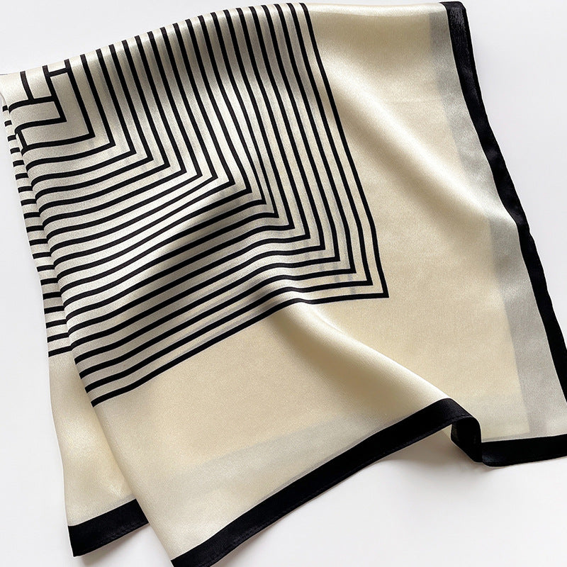 Minimalist Stripe pattern mulberry silk scarf/65CM 100% mulberry silk scarf/Silk shawl/Gift for her