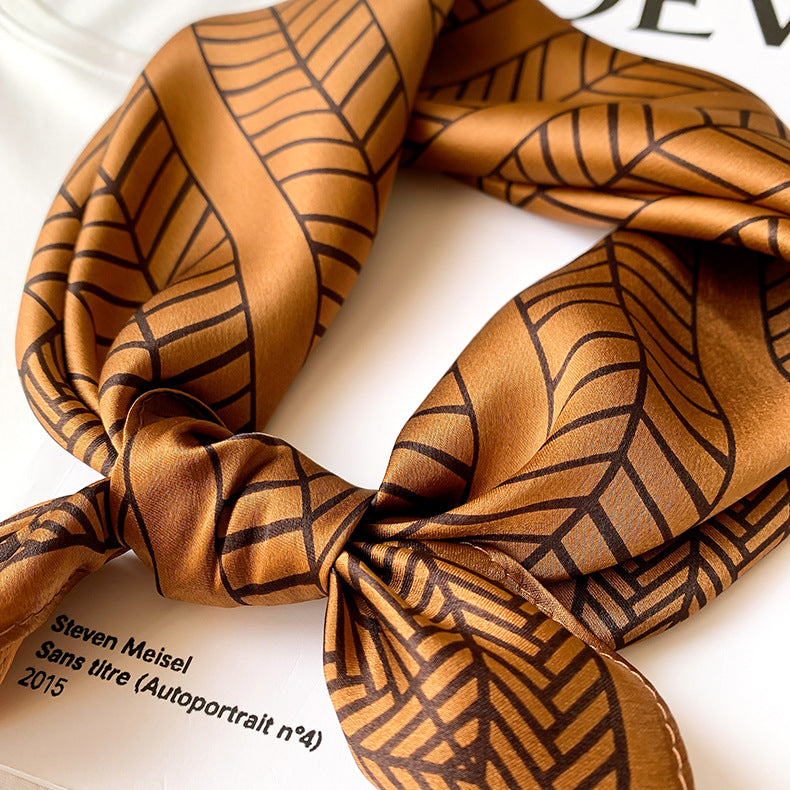 Caramel vintage silk scarf/100% mulberry Silk Scarf/Silk head scarf/Silk hair scarf/Silk neck scarf/Silk bandana/Bag Accessory/Gift for her