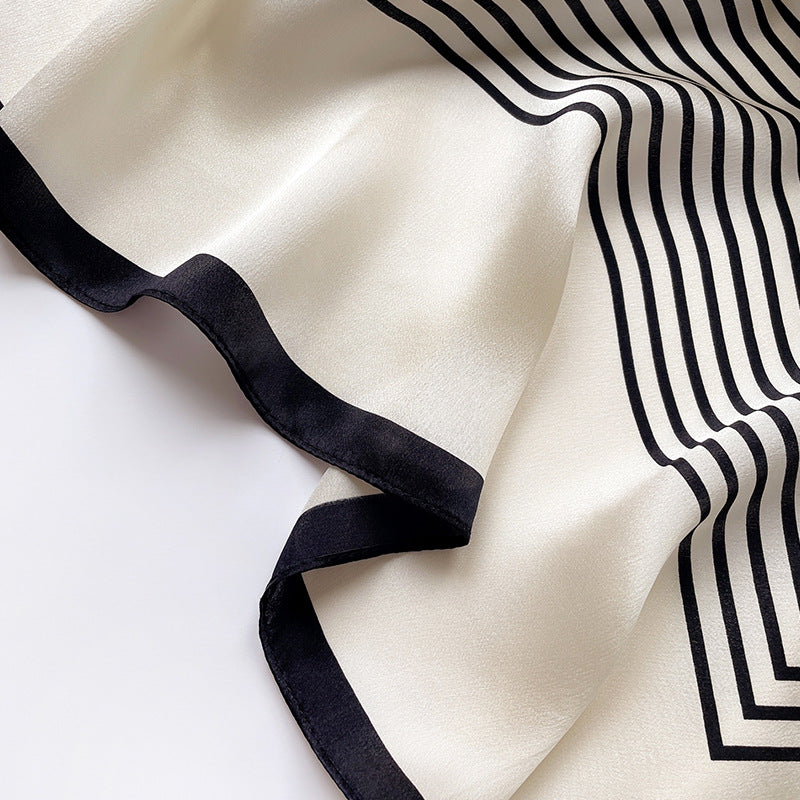 Minimalist Stripe pattern mulberry silk scarf/65CM 100% mulberry silk scarf/Silk shawl/Gift for her