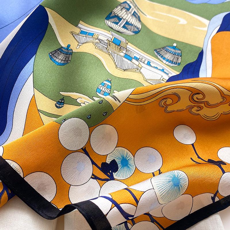 Air Balloon Pattern 100% mulberry Silk Scarf/Silk head scarf/Silk hair scarf/Silk neck scarf/Mother&