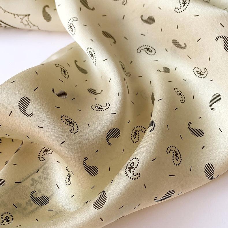 Pale Yellow Paisley Silk Scarf/100% mulberry Silk Scarf/Silk head scarf/Silk hair scarf/Silk neck scarf/Silk bandana/Bag Accessory/Gift for her