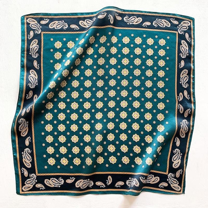 Bohemian gem green 100% mulberry Silk Scarf/Silk head scarf/Silk hair scarf/Silk neck scarf/Mother&