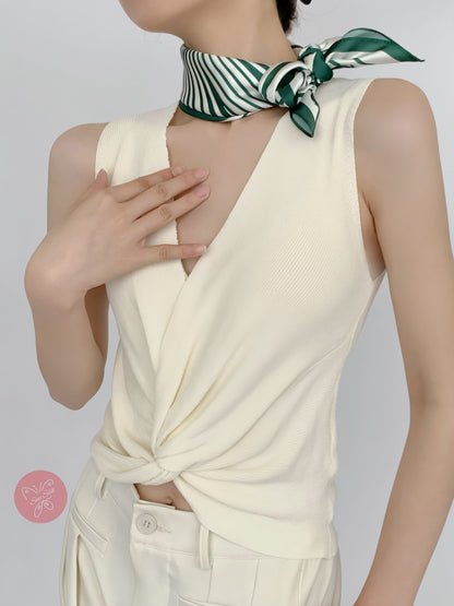 Grass Green Geometric Silk Scarf - Designer Original - Customizable Fabric and Size - Women&