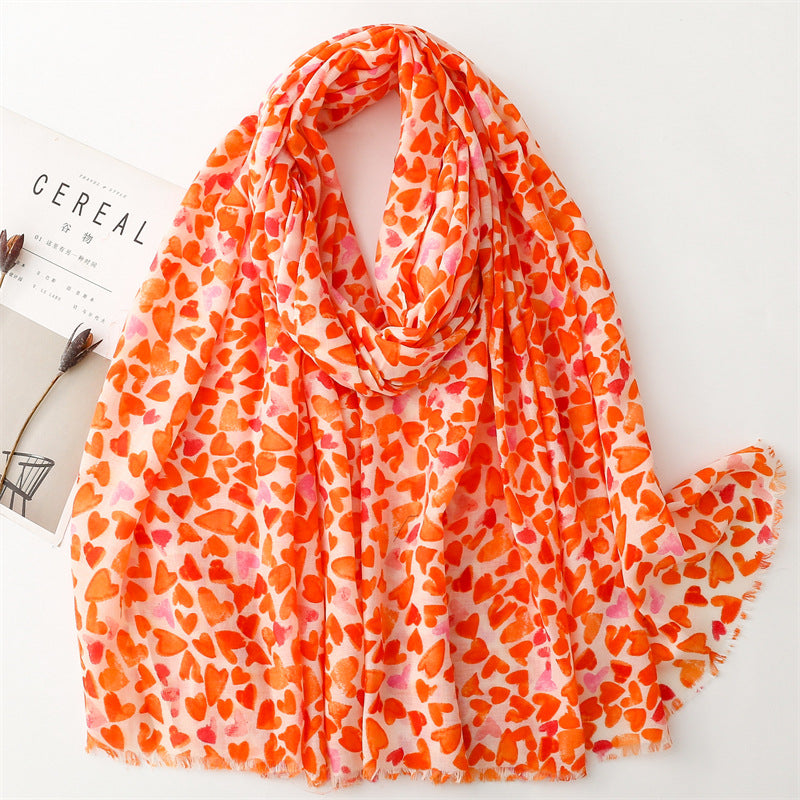 Spring and summer thin cotton and linen feel scarf colored magnet geometric  scarf shawl women