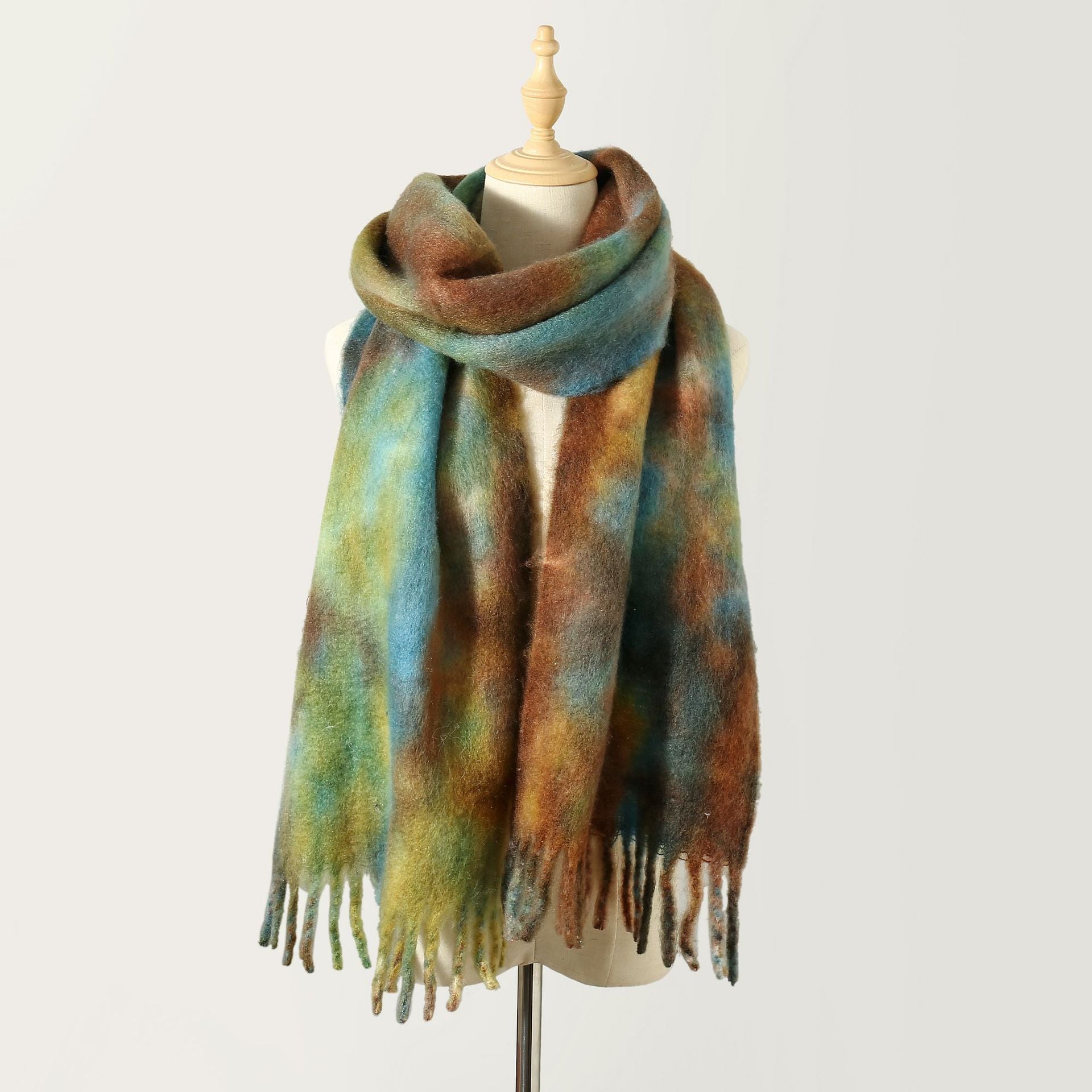 Wind Tie-Dyed Color Scarf Autumn and Winter Girls High-Grade Brushed Color Warm Scarf Student Couple