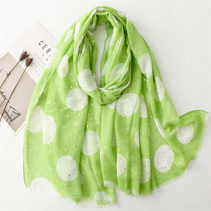 Autumn and winter cotton and linen feel scarf bronzing full moon round burr  scarf warm shawl women