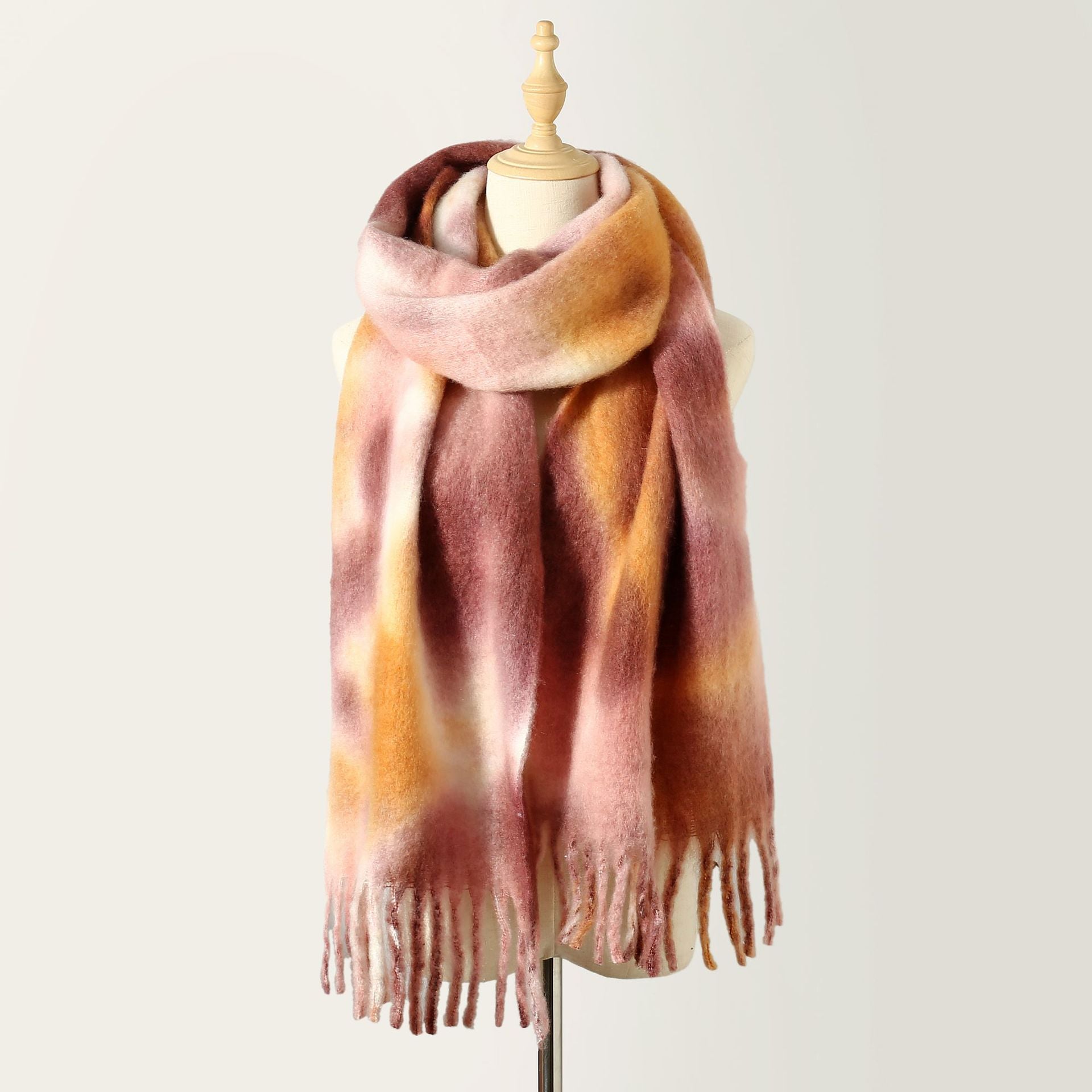 Wind Tie-Dyed Color Scarf Autumn and Winter Girls High-Grade Brushed Color Warm Scarf Student Couple