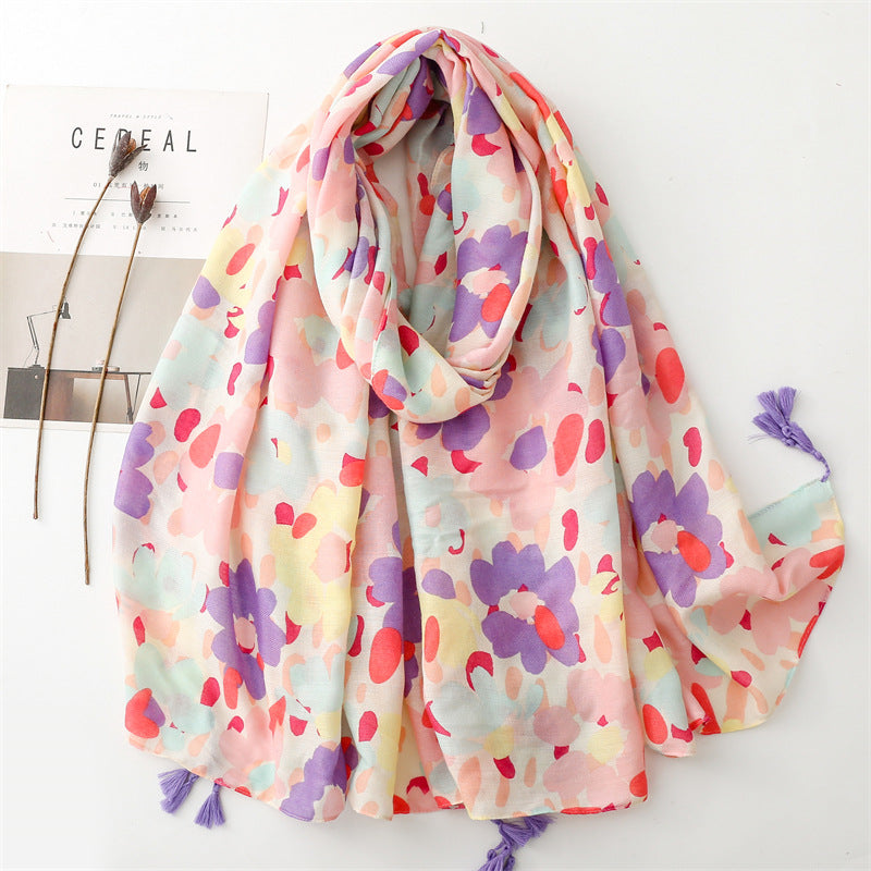 Cross-border  soft cotton and linen feel  scarf women&