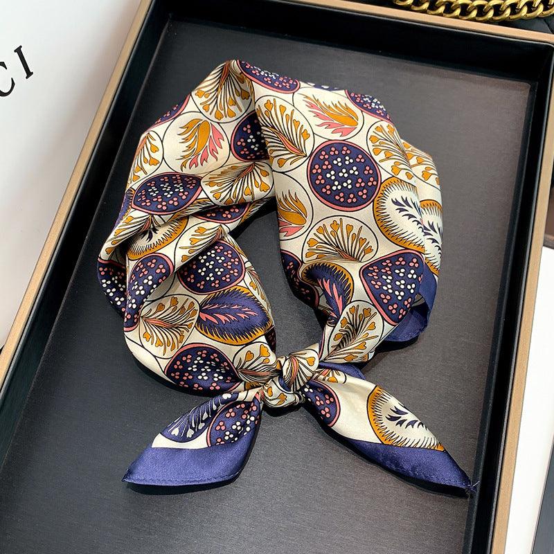 Botanical Floral Polka Dots 100% mulberry Silk Scarf/Silk head scarf/Silk hair scarf/Silk neck scarf/Mother&