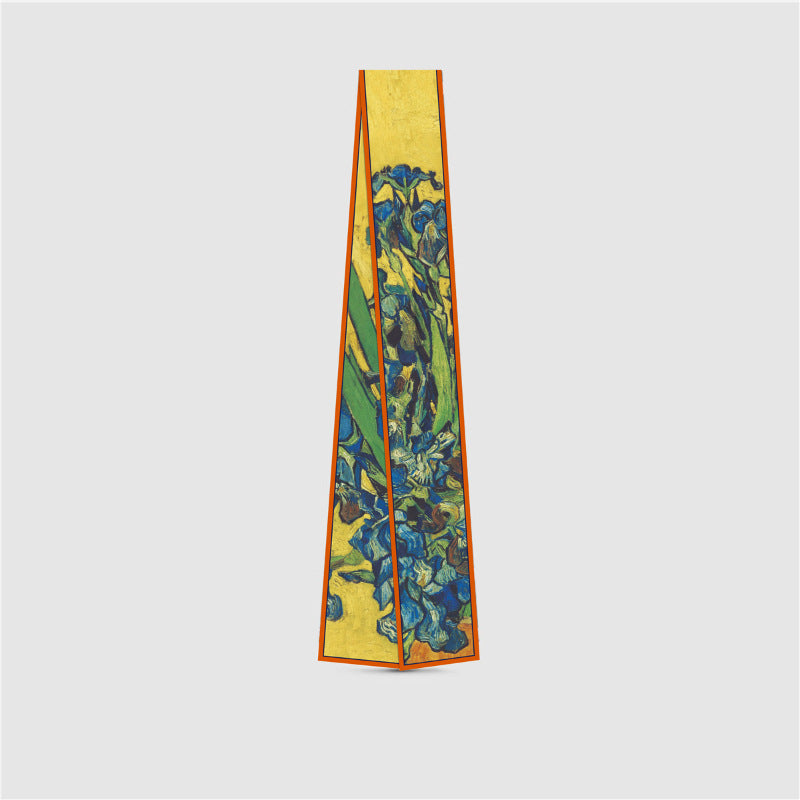 Van Gogh-Inspired Narrow Scarf - Wheat Fields &amp; White Roses