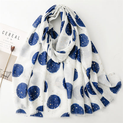 Autumn and winter cotton and linen feel scarf bronzing full moon round burr  scarf warm shawl women