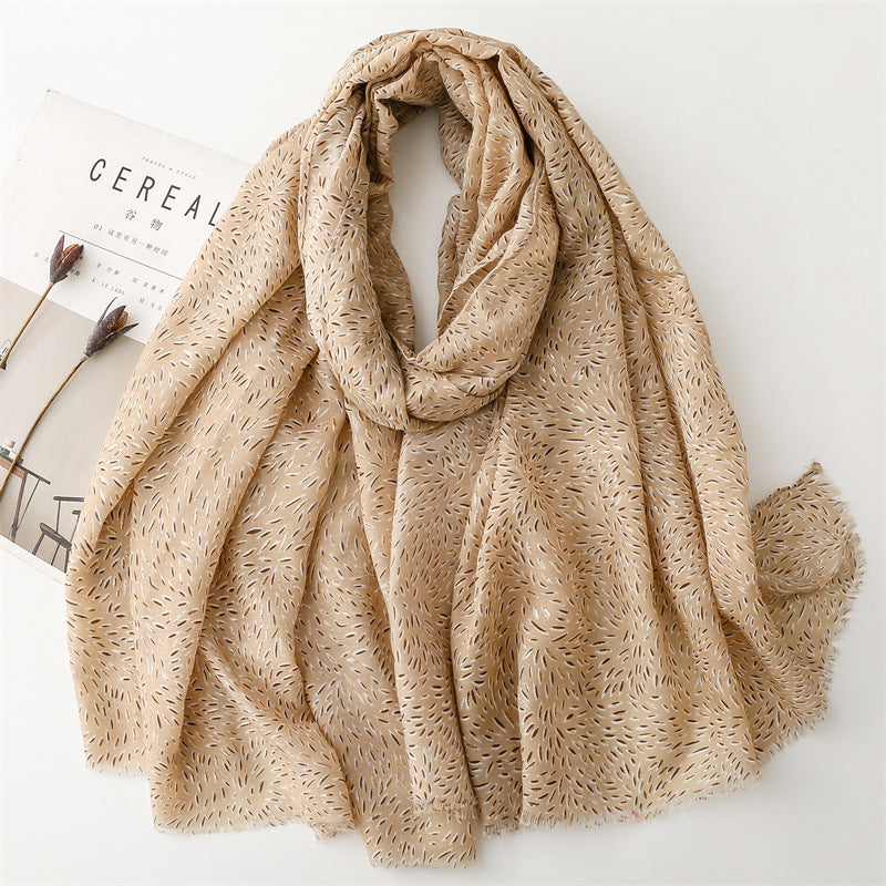 Autumn and winter cotton and linen feel scarf bronzing rice-scented wheat ears burr  scarf warm shawl women