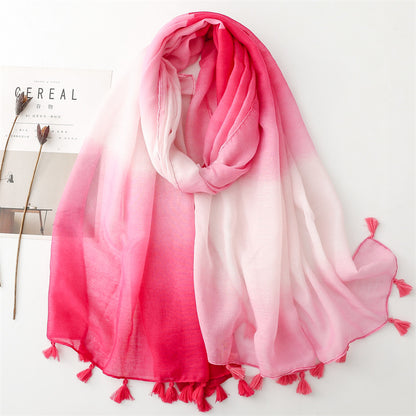 Plain color gradual change scarf summer travel sunscreen  scarf Hanfu accessories photo encryption Bali yarn shawl women