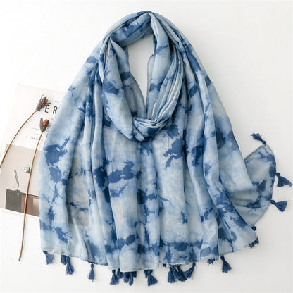 Dark gradual change ink painting scarf travel sunscreen  scarf Hanfu accessories photo encryption Bali yarn shawl