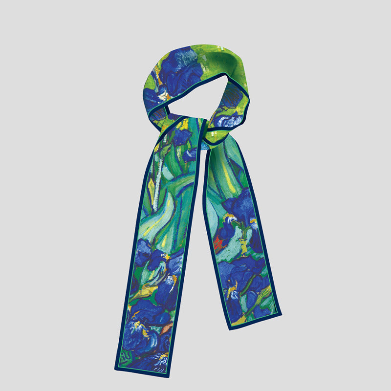 Van Gogh-Inspired Narrow Scarf - Wheat Fields &amp; White Roses