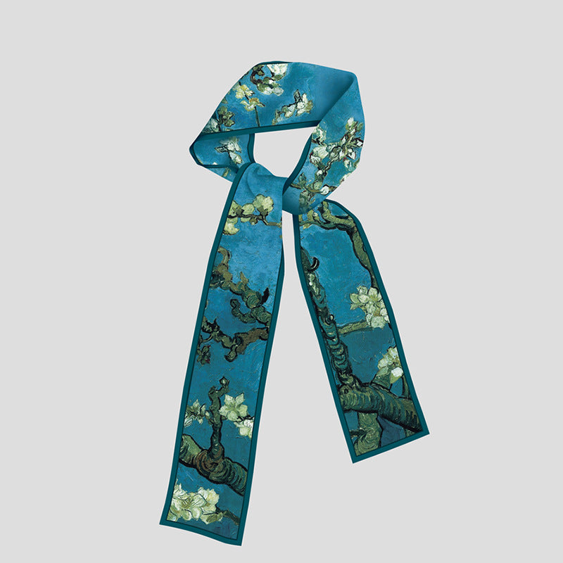 Van Gogh-Inspired Narrow Scarf - Wheat Fields &amp; White Roses