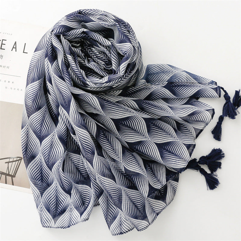 Plain scarf summer travel sunscreen  scarf Hanfu accessories photo Bali yarn leaf plant shawl women