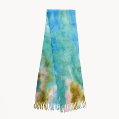 Wind Tie-Dyed Color Scarf Autumn and Winter Girls High-Grade Brushed Color Warm Scarf Student Couple