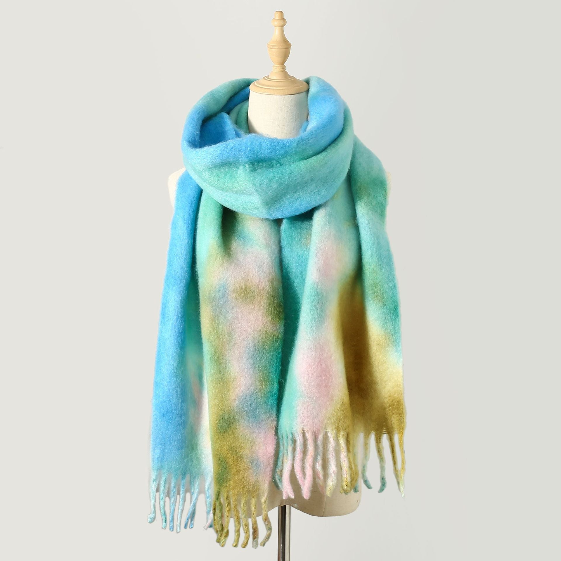 Wind Tie-Dyed Color Scarf Autumn and Winter Girls High-Grade Brushed Color Warm Scarf Student Couple