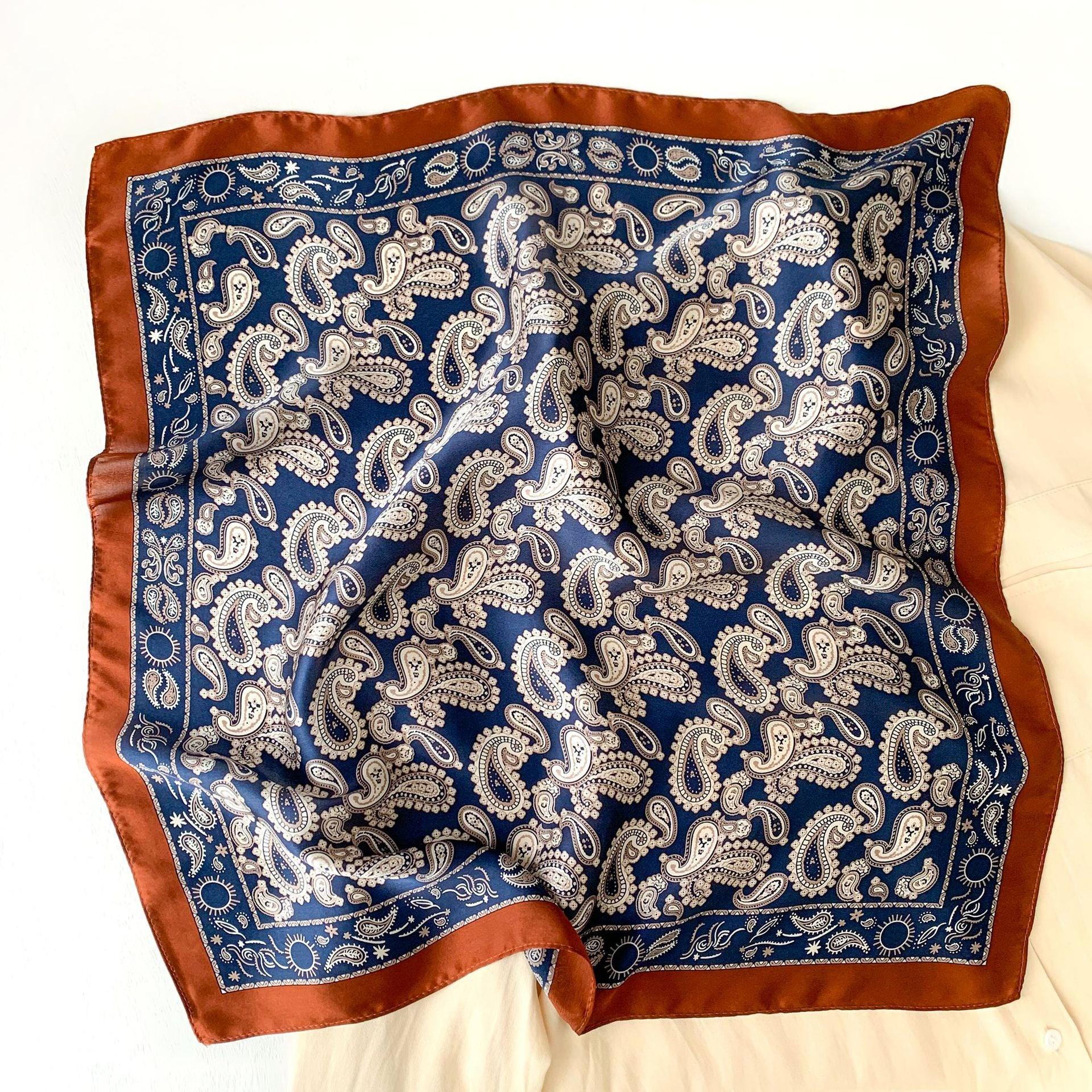 Seidenschal mit Vintage-Paisley-Muster für Männer/100 % Maulbeerseidenschal/Blauer Paisley-Schal/Seidenkopfschal/Seidenhaarschal/Seidenhalstuch/Seidenbandana