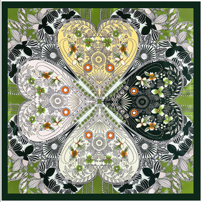 Türkischer Blauer Flora Großer Seidenschal/9090cm/Seidenschal/Seidenbandana/Großer Satinschal/Geschenk für Sie/Muttertag