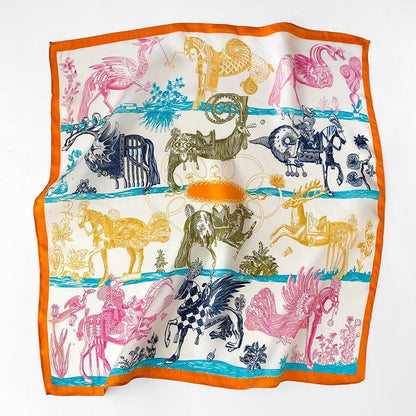 Vintage Pegasus Muster 100 % Maulbeerseidenschal/Seidenkopfschal/Seidenhaarschal/Seidenhalsschal/Muttertagsgeschenke/Taschenaccessoire/Geschenk für sie