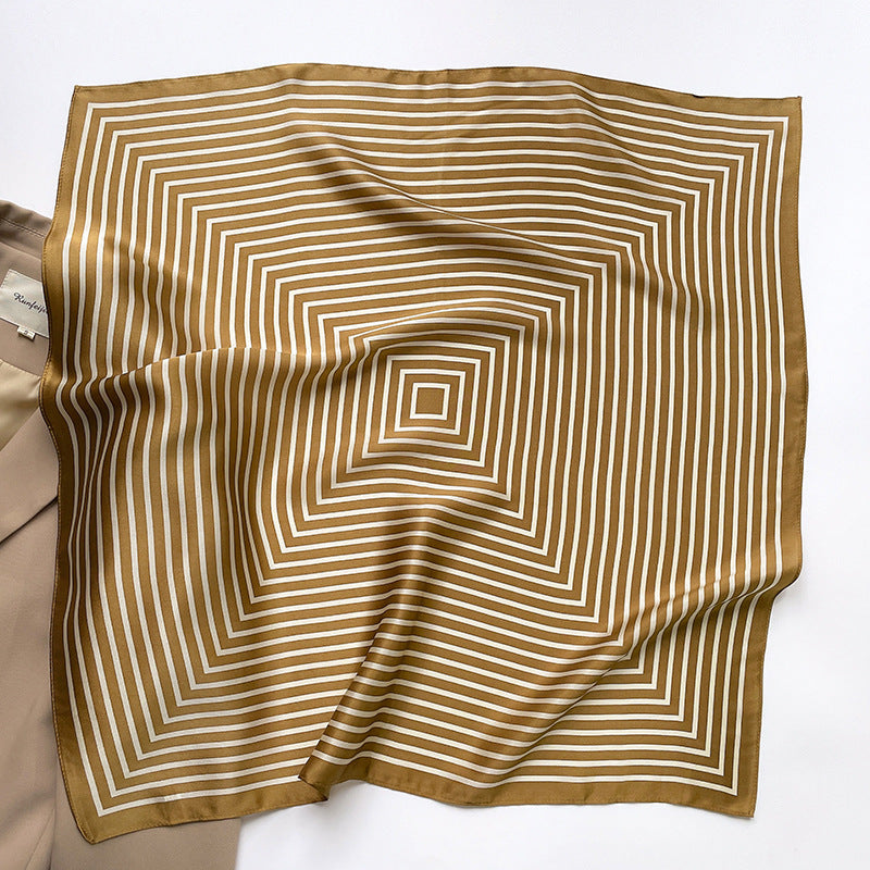 Minimalist Stripe pattern mulberry silk scarf/65CM 100% mulberry silk scarf/Silk shawl/Gift for her