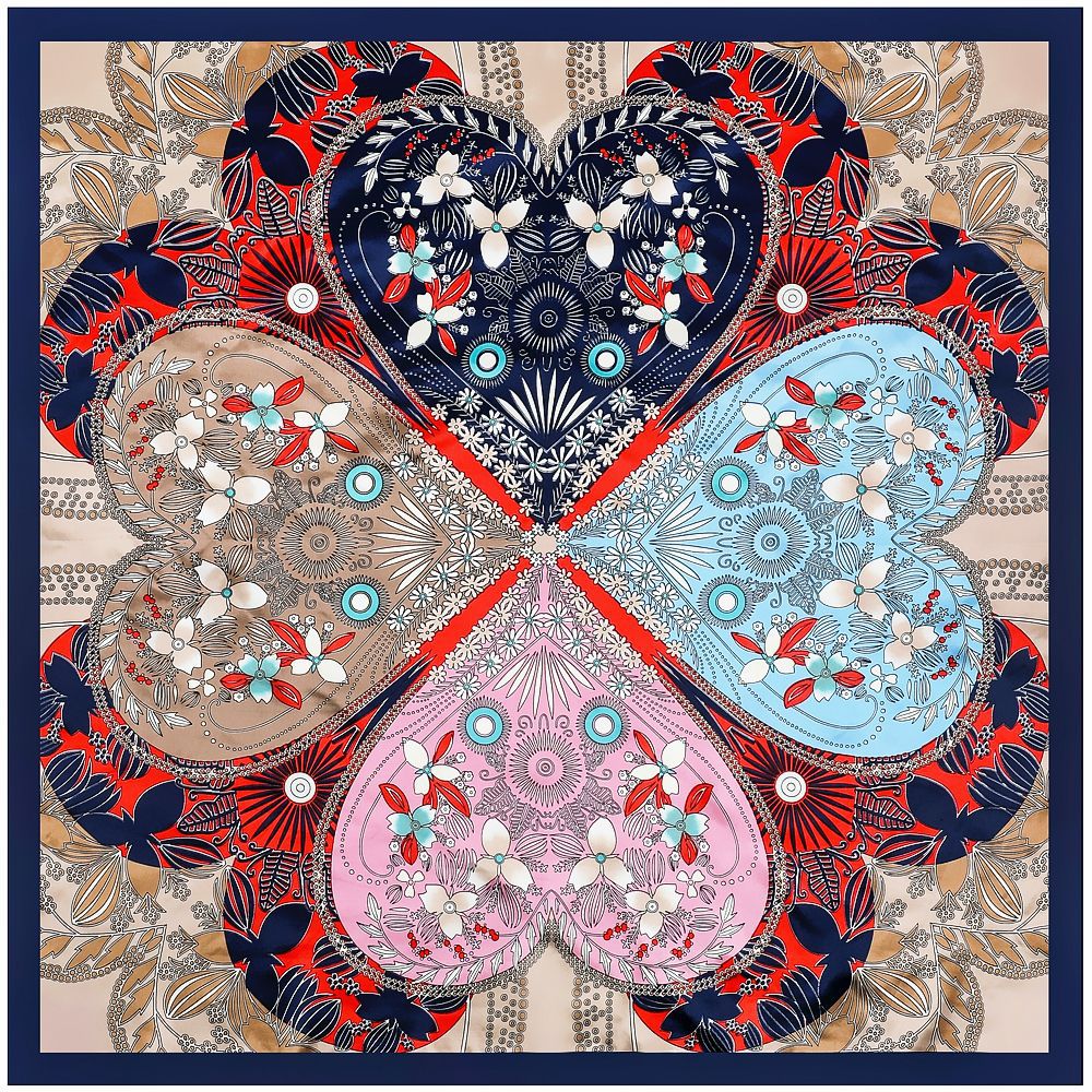 Four Leaf Clover Print Fashion Large Satin Scarf | 90x90cm Bandana | Twill Satin Shawl | Perfect Gift for Her, Mother&