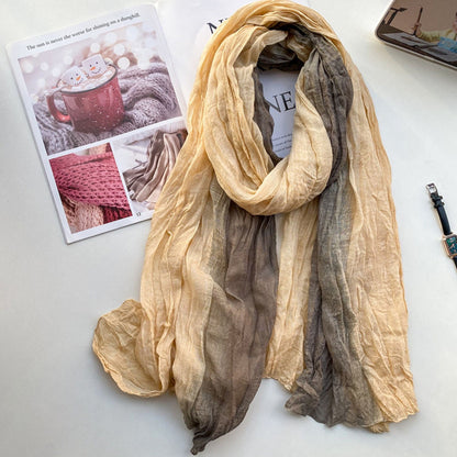 Natural Linen scarf/Tie-dye long shawl/90cm*190cm Gradient silk scarf/Scarf for spring/Long scarf/Gift for her