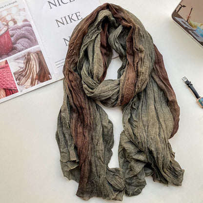 Natural Linen scarf/Tie-dye long shawl/90cm*190cm Gradient silk scarf/Scarf for spring/Long scarf/Gift for her